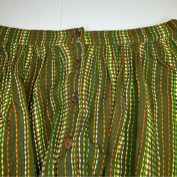Namchi Bliss Urban Outfitters Green Boho Mini Skirt M | Button Front Cotton NWOT - Picture 4 of 7
